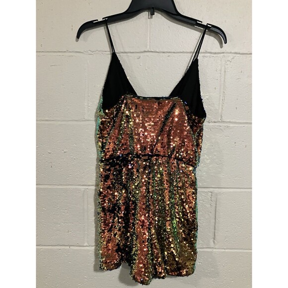 Sequin Gold party Romper Cami V Neck Size XS sleeveless - Picture 8 of 13